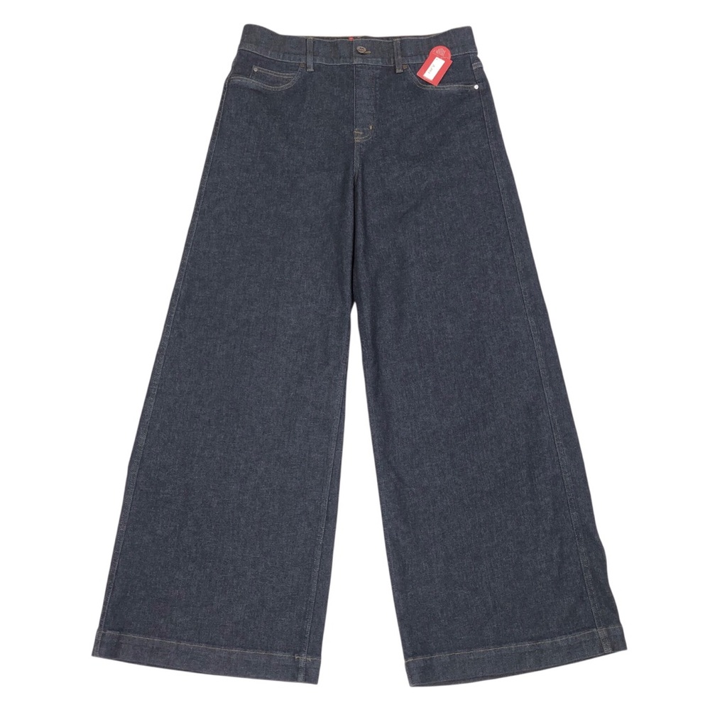 SPANX Wide Leg Raw Indigo Pull On Stretch Jeans Plus Size 1X Blue 33" Inseam NWT